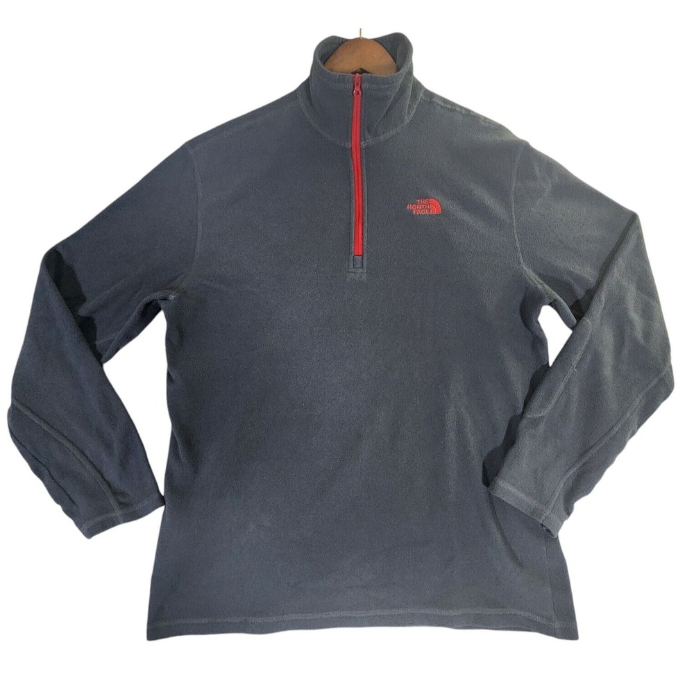 North Face 1/4 Zip Sweatshirt Mens Large Gray Long Sleeve Thumb Holes Running